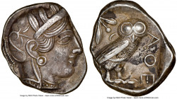 ATTICA. Athens. Ca. 440-404 BC. AR tetradrachm (26mm, 17.16 gm, 8h). NGC Choice XF 4/5 - 3/5. Mid-mass coinage issue. Head of Athena right, wearing cr...
