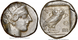 ATTICA. Athens. Ca. 440-404 BC. AR tetradrachm (23mm, 17.11 gm, 2h). NGC XF 4/5 - 4/5. Mid-mass coinage issue. Head of Athena right, wearing crested A...