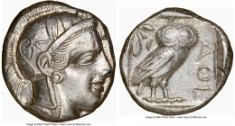 ATTICA. Athens. Ca. 440-404 BC. AR tetradrachm (23mm, 17.15 gm, 11h). NGC XF 4/5 - 3/5. Mid-mass coinage issue. Head of Athena right, wearing crested ...