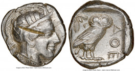 ATTICA. Athens. Ca. 440-404 BC. AR tetradrachm (24mm, 17.20 gm, 7h). NGC Choice VF 5/5 - 2/5, test cut. Mid-mass coinage issue. Head of Athena right, ...