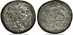 PONTUS. Amisus. Time of Mithradates VI Eupator (ca. 85-65 BC). AE (19mm, 8.34 gm, 12h). NGC Choice XF 3/5 - 5/5, adjusted flan. Laureate head of Zeus ...