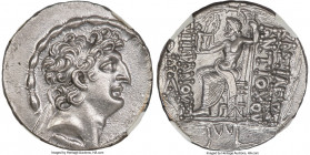SELEUCID KINGDOM. Antiochus VIII Epiphanes Grypus (121-96 BC). AR tetradrachm (24mm, 15.70 gm, 12h). NGC MS 4/5 - 4/5. Antioch, 109-96 BC. Diademed he...