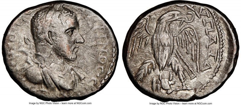 PHOENICIA. Aradus. Macrinus (AD 217-218). BI tetradrachm (27mm, 14.33 gm, 1h). N...