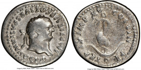 Titus (AD 79-81). AR denarius (19mm, 5h). NGC Fine, graffiti. Rome, AD 80. IMP TITVS CAES VESPASIAN AVG P M, laureate head of Titus right / TR P IX IM...