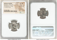 Domitian (AD 81-96). AR denarius (20mm, 2.86 gm, 6h). NGC Choice XF 5/5 - 2/5, brushed. Rome, 14 September AD 88-13 September AD 89. IMP CAES DOMIT AV...