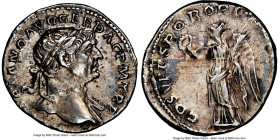 Trajan (AD 98-117). AR denarius (18mm, 7h). NGC Choice VF. Rome, AD 103-111. IMP TRAIANO AVG GER DAC P M TR P, laureate head of Trajan right, drapery ...