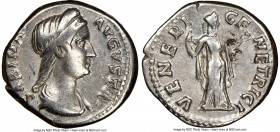 Sabina (AD 128-136/7). AR denarius (18mm, 7h). NGC VF. Rome, ca. 128-136/7. SABINA AVGVSTA, diademed, draped bust of Sabina right, seen from front, ha...