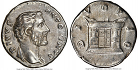 Divus Antoninus Pius (AD 138-161). AR denarius (17mm, 7h). NGC Choice VF, brushed. Rome, AD 161. DIVVS ANTONINVS, bare head of Divus Antoninus Pius ri...