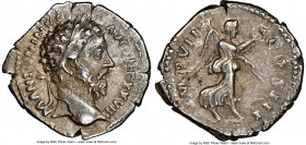 Marcus Aurelius (AD 161-180). AR denarius (20mm, 6h). NGC Choice VF. Rome, December AD 173-June AD 174. M ANTONINVS AVG TR P XXVIII, laureate head of ...