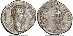 Lucius Verus (AD 161-169). AR denarius (19mm, 5h). NGC Choice VF. Rome, summer-December AD 166. L VERVS AVG-ARM PARTH MAX, laureate head of Lucius Ver...