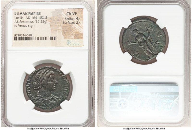 Lucilla (AD 164-182/3). AE sestertius (29mm, 19.55 gm, 5h). NGC Choice VF 4/5 - ...