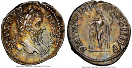 Septimius Severus (AD 193-211). AR denarius (18mm, 3.02 gm, 11h). NGC AU 5/5 - 4/5. Rome, SEVERVS-PIVS AVG, laureate head of Septimius Severus right /...