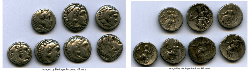 ANCIENT LOTS. Greek. Macedonian Kingdom. Ca. 336-317 BC. Lot of seven (7) AR dra...