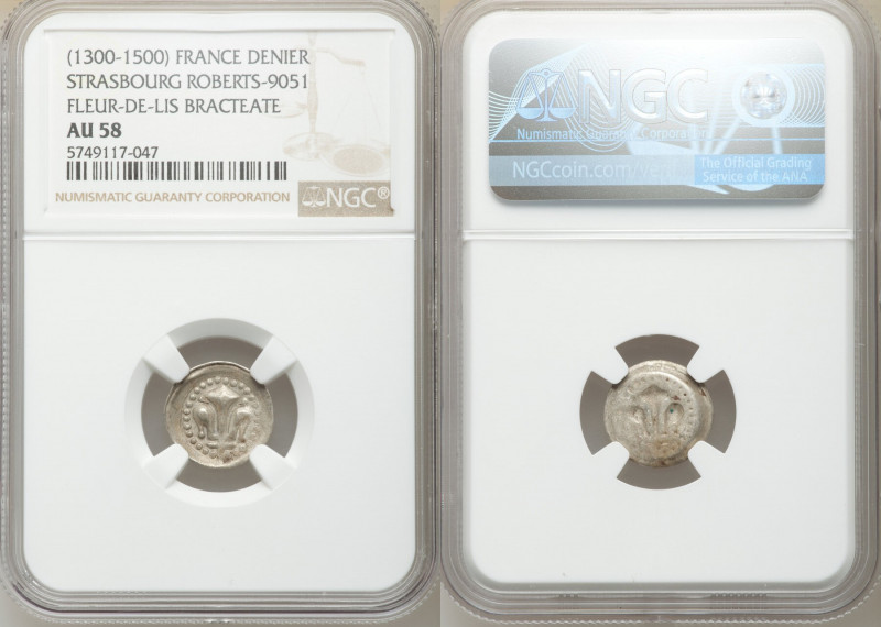 Strasbourg. Anonymous Denier (Fleur-de-Lis Bracteate) ND (1300-1500) AU58 NGC, R...