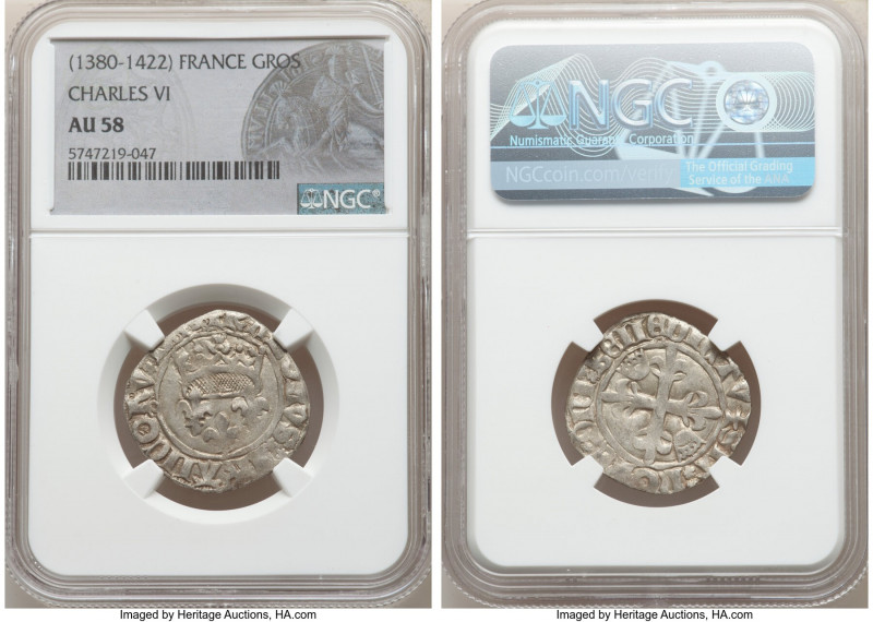 Charles VI Gros ND (1380-1422) AU58 NGC, Dup-387. 26mm. 

HID09801242017

© ...