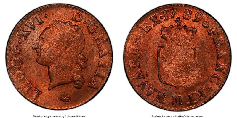 Louis XVI Liard 1789-M MS64 Red and Brown PCGS, Toulouse mint, KM585.10, Gad-348...