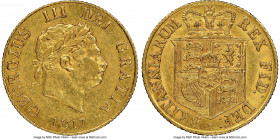 George III gold 1/2 Sovereign 1817 AU58 NGC, KM673, S-3786. Lightly circulated, with the majority of the original struck detail preserved against glin...