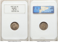 Edward VII 4-Piece Certified Maundy Set 1907 NGC, 1) Penny - MS66 2) 2 Pence - MS65 3) 3 Pence - MS65 4) 4 Pence - MS65 KM-MDS164. Sold as is, no retu...