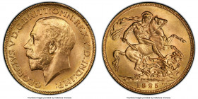 George V gold Sovereign 1925 MS66+ PCGS, KM820, S-3996. AGW 0.2355 oz. 

HID09801242017

© 2020 Heritage Auctions | All Rights Reserved