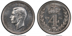 George VI 4-Piece Certified Proof Maundy Set 1937 PCGS, 1) 4 Pence - PR66, KM851, S-4087 2) 3 Pence - PR65, KM850, S-4088 3) 2 Pence - PR66 Cameo, KM8...