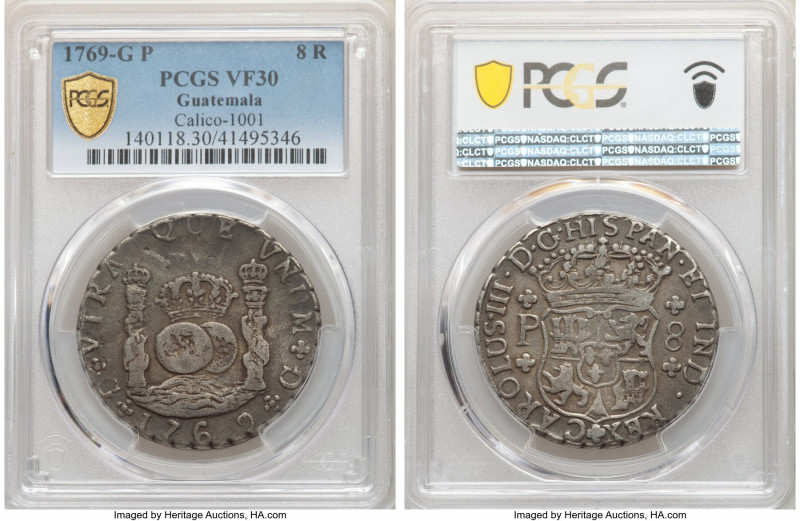 Charles III 8 Reales 1769 G-P VF30 PCGS, Nueva Guatemala mint, KM27.2, Cal-1001....