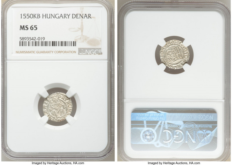 Ferdinand I Denar 1550-KB MS65 NGC, Kremnitz mint, KM-MB115.

HID09801242017
...