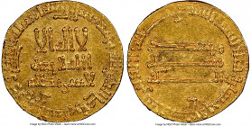 Abbasid. temp. al-Mansur (AH 136-158 / AD 754-775) gold Dinar AH 157 (AD 773/774) MS62 NGC, No mint (likely Madinat al-Salam), A-212. 19mm. 4.24gm.
...