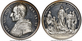 Papal States. Leo XIII silver "Rerum Novarum" Medal Anno XV (1891) MS62 NGC, Rinaldi-86. 43mm. By Bianchi. LEO XIII PONT MAX AN XV his bust left / IVS...