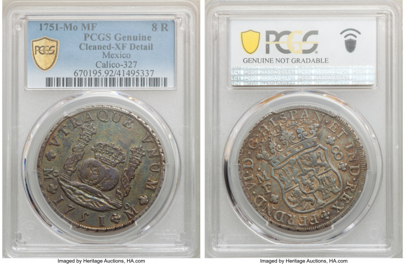 Ferdinand VI 8 Reales 1751 Mo-MF XF Details (Cleaned) PCGS, Mexico City mint, KM...