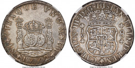 Charles III 8 Reales 1772 LM-JM AU50 NGC, Lima mint, KM64.2, Cal-1034 (prev. Cal-850). Pillar type, one dot variety. Featuring only a single dot over ...