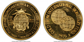 Republic gold "Numismatic and Antiquarian Society" Medal 1976 UNC Details (Tooled) PCGS, 18mm. 3.12gm. PHILIPPINE NUMISMATIC AND ANTIQUARIAN SOCIETY I...