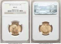 Oscar II gold 20 Kronor 1899-EB MS65 NGC, KM748. Rose hued golden color with cartwheel luster. 

HID09801242017

© 2020 Heritage Auctions | All Ri...