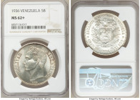 Republic 5 Bolivares 1936-(p) MS62+ NGC, Philadelphia mint, KM-Y24.2.

HID09801242017

© 2020 Heritage Auctions | All Rights Reserved
