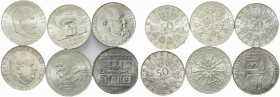 Austria. Lotto di 6 monete in AR. 100 Schilling 1976, 1978, 50 schilling 1959, 1970, 1971, 1973. Mediamente FDC