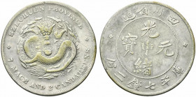 Cina. Dinastia Qing. De Zong 1875-1908. AR Dollar (Kirin). Sìchuān (Szechuan). Struck 1898-1908. L&M 345; Kann 143g; KM (Yeoman) 238.1. Raro. BB+
