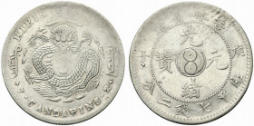 Cina. Dinastia Qing. De Zong 1875-1908. AR Dollar (Kirin) O.J. (1900) KM Y183a, LM 526. BB+