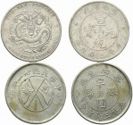 Cina. Provincia di Yun-nan. Lotto di 2 monete 50 Cents o. J. (1909), 50 cent 1911. L.M. 426 e 422. BB+