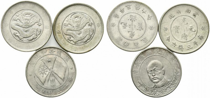 Cina Lotto di 3 monete 50 Cents con il busto del Generale T'ang Chi-yao. (1919) ...