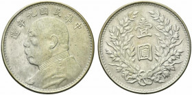 Cina. AR Dollar, anno 9 (1920) (26.77g). KM Y. 329.6. qSPL