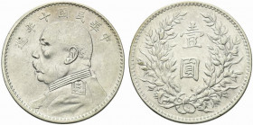 Cina. AR Dollar, anno 10 (1921) (26.77g). KM Y. 329.6. qSPL, segnetti da contatto