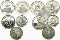 Cina Lotto di 5 monete 10 Yuan 1985, 1990, 1996, 5 Yuan 1993, 100 dollari Panda (1oz AG) qFDC