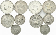 Cuba. Lotto di 5 monete AR Peso 1915, 1933, 1953, 50 cent. 1953, 40 cent. 1916. BB+