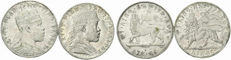Etiopia, Menelik II AR birr EE 1892 (1899), e 1887 (1894). BB+