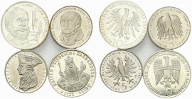 Germania. Lotto di 4 monete AR 10 Mark 1990 Federico Barbarossa, AR 10 Marchi 1988 Carl Zeiss,AR 5 Mark 1986 F. Der Grosse, 5 Mark 1981 Vom Stein . FD...