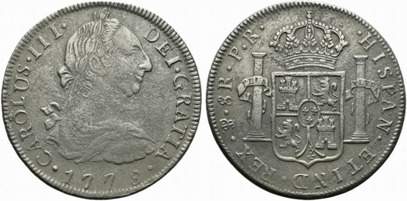 Bolivia Carlo III (1759-1788). AR 8 Reales 1778 PR (40mm, 25,88g), Potosi. KM 55...