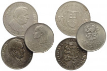 Cecoslovacchi e Slovacchia lotto di 3 monete in AR da classificare. SPL+