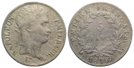 Francia, Napoleone I, Imperatore (1804-1814). AR 5 Franchi 1810, Parigi (37mm, 24.31g, 6h). KM 694. MB+