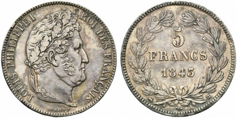 Francia. Luigi Filippo (1830-1848) AR 5 franchi, 1843 Rouen LOUIS PHILIPPE I ROI...