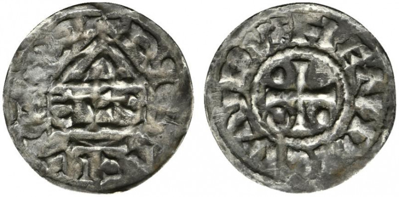 Germania. Regensburg. Enrico II (985-995). AR Denario. HENRICV DVX, Croce. R/ RE...