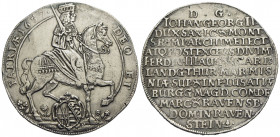 Germania. Dresda. Johan Georg II (duca di Sassonia) (1656-1680) Thaler 1657. DEO ET - PATRIÆ. Il duca a cavallo verso d., con spada e scettro; sotto, ...